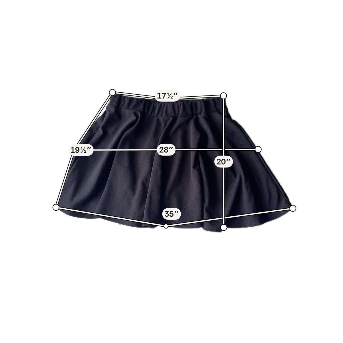 Black Elastic Waist Flared Skirt