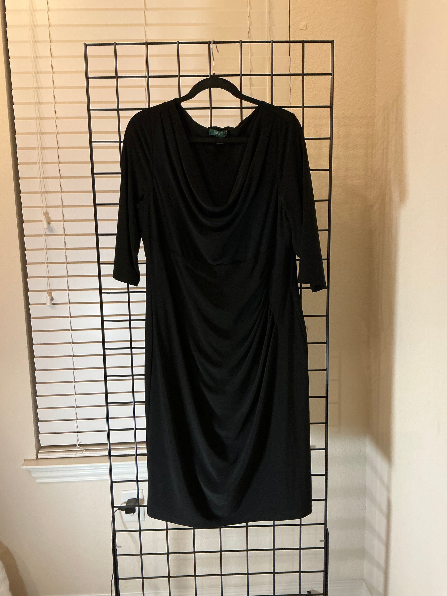 Lauren Ralph Lauren Black Cowl Neck Sheath Dress – Size 16W