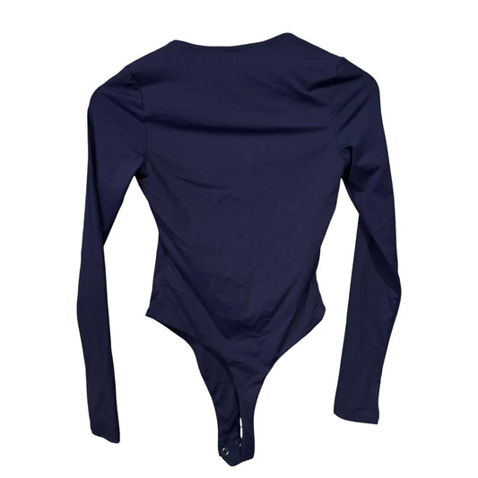 Qinsen Navy Long Sleeve Square Neck Bodysuit Size S