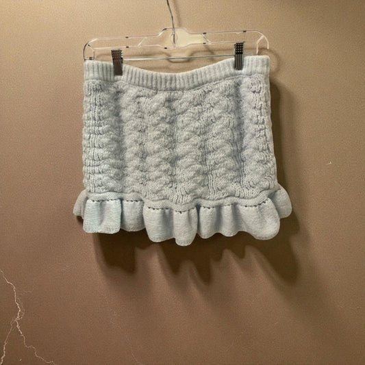 Kimchi Blue Light Blue Yarn Knit mini Rosette Skirt Y2K