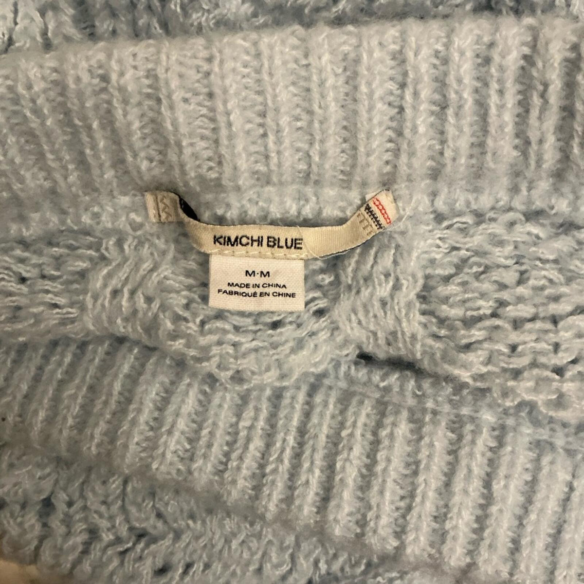 Kimchi Blue Light Blue Yarn Knit mini Rosette Skirt Y2K
