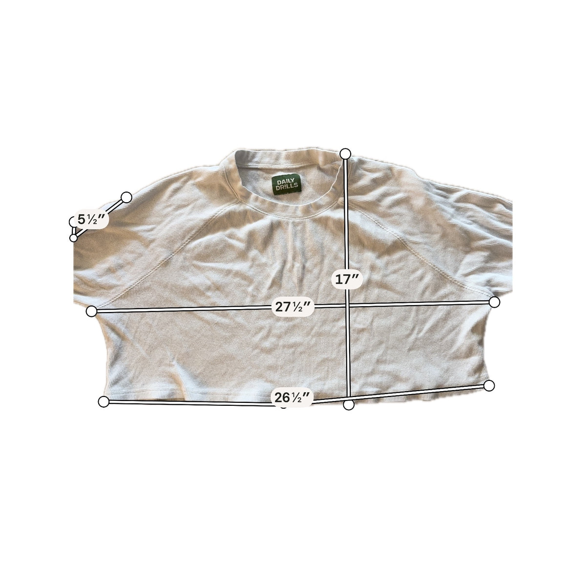Daily Drills White Waffle Knit Cropped Long Sleeve Top