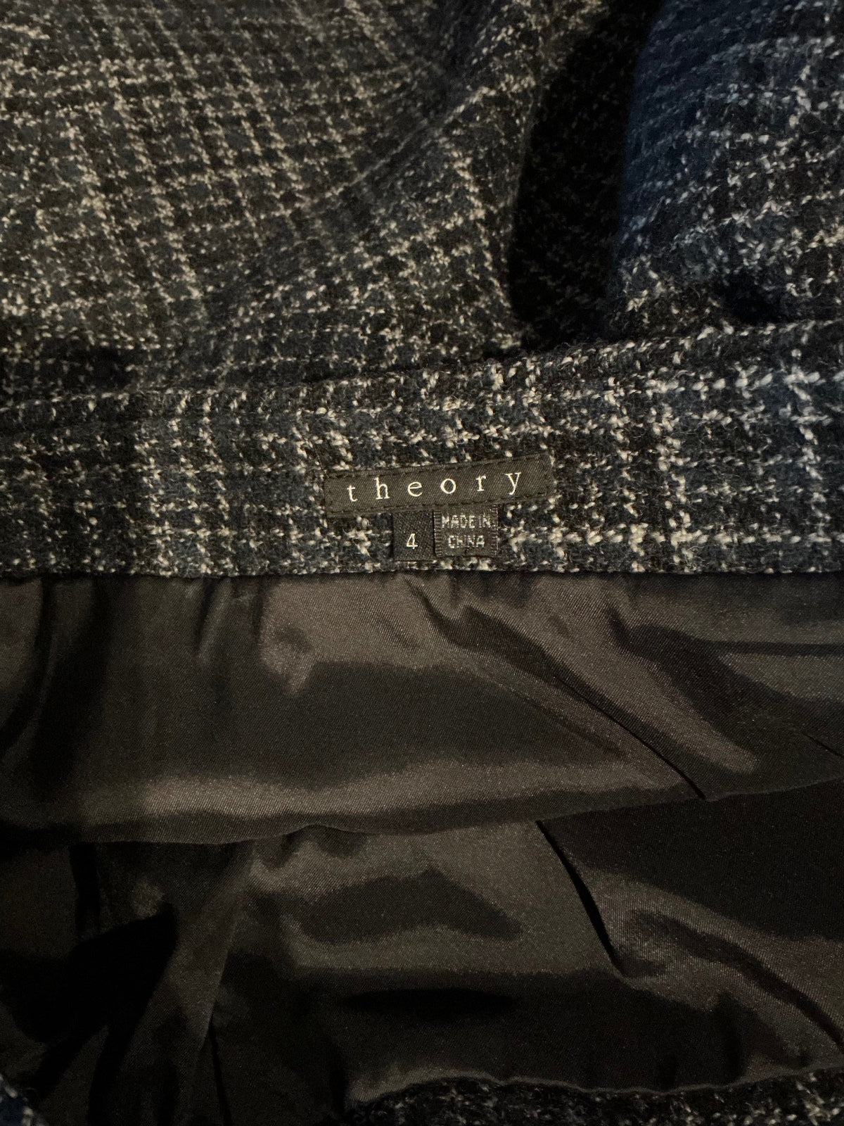 Theory Black and White Wool Blend Tweed Ruffle Mini Skirt, 4