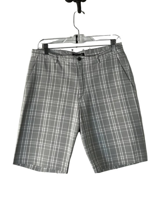 Michael Kors Men’s Gray Plaid Golf Shorts Flat Front Casual Chino Size 32