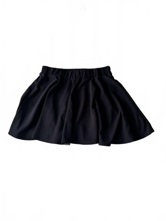 Black Elastic Waist Flared Skirt