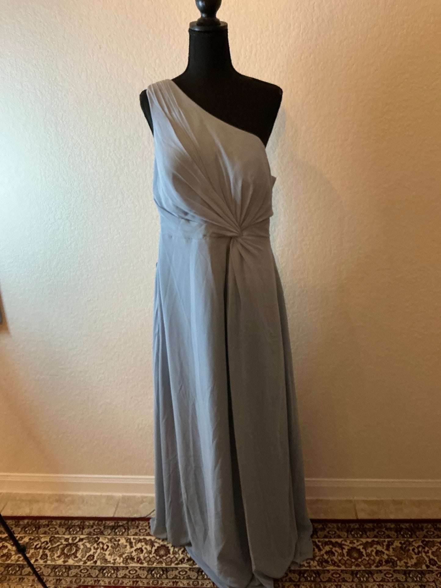 Azazie “Iris” One-Shoulder Formal Gown in Dusty Blue – Size 14