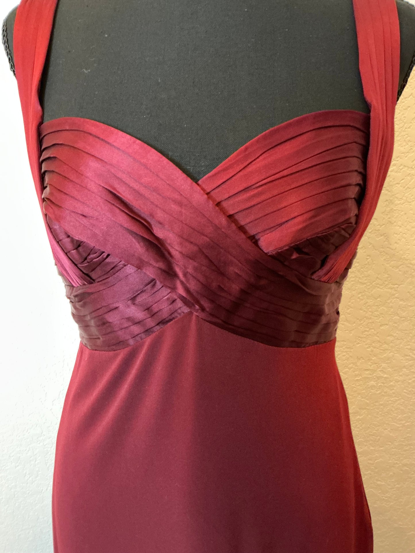 Laundry by Shelli Segal Burgundy Silk Insert Cocktail Dress – Size 6
