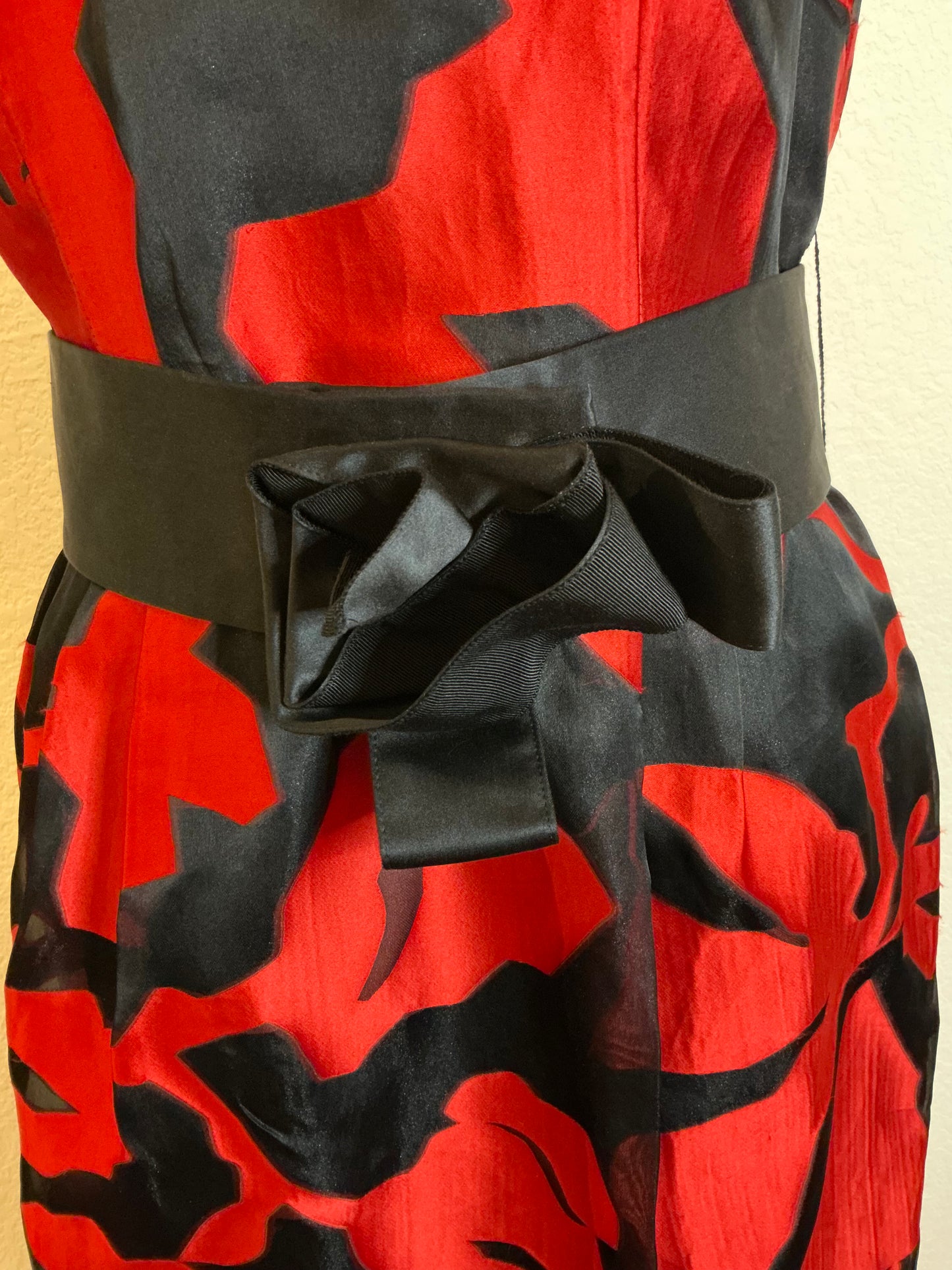 Per Se by Carlisle Red & Black Silk-Blend Cocktail Dress – Size 12