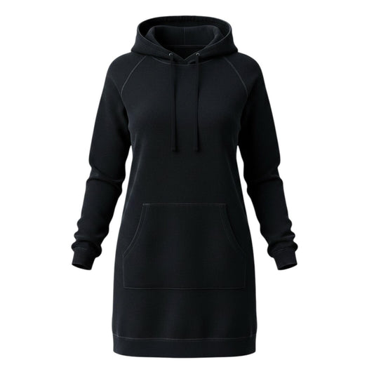 Fabletics Black Hooded Sweatshirt Dress