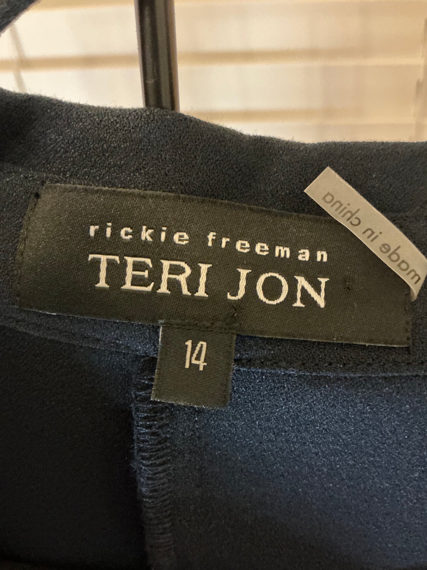 Rickie Freeman for Teri Jon Navy Embroidered Pocket Dress – Size 14