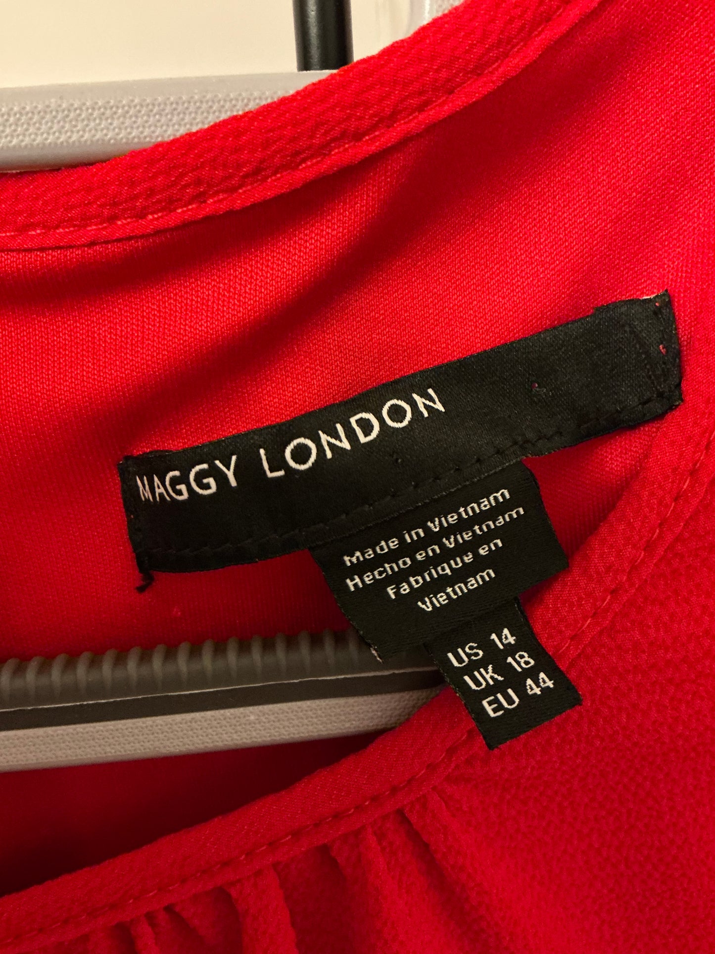 Maggy London Red Puff-Sleeve Fit & Flare Dress – Size 14