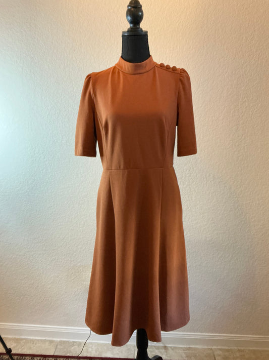 Ivy + Blu Rust Mock Neck Midi Dress – Size 10