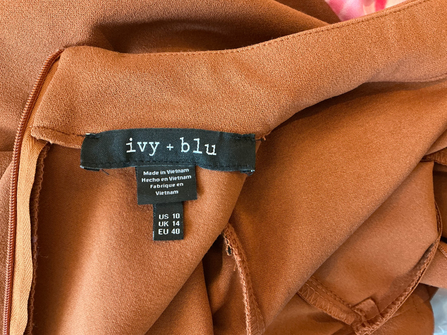 Ivy + Blu Rust Mock Neck Midi Dress – Size 10