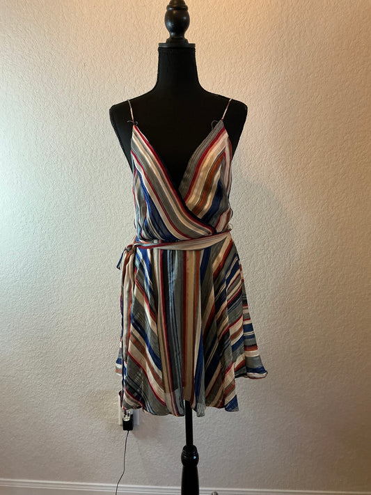 Lily Rain “Spaghetti Rainbow” Striped Wrap dress – Size M (NWT)