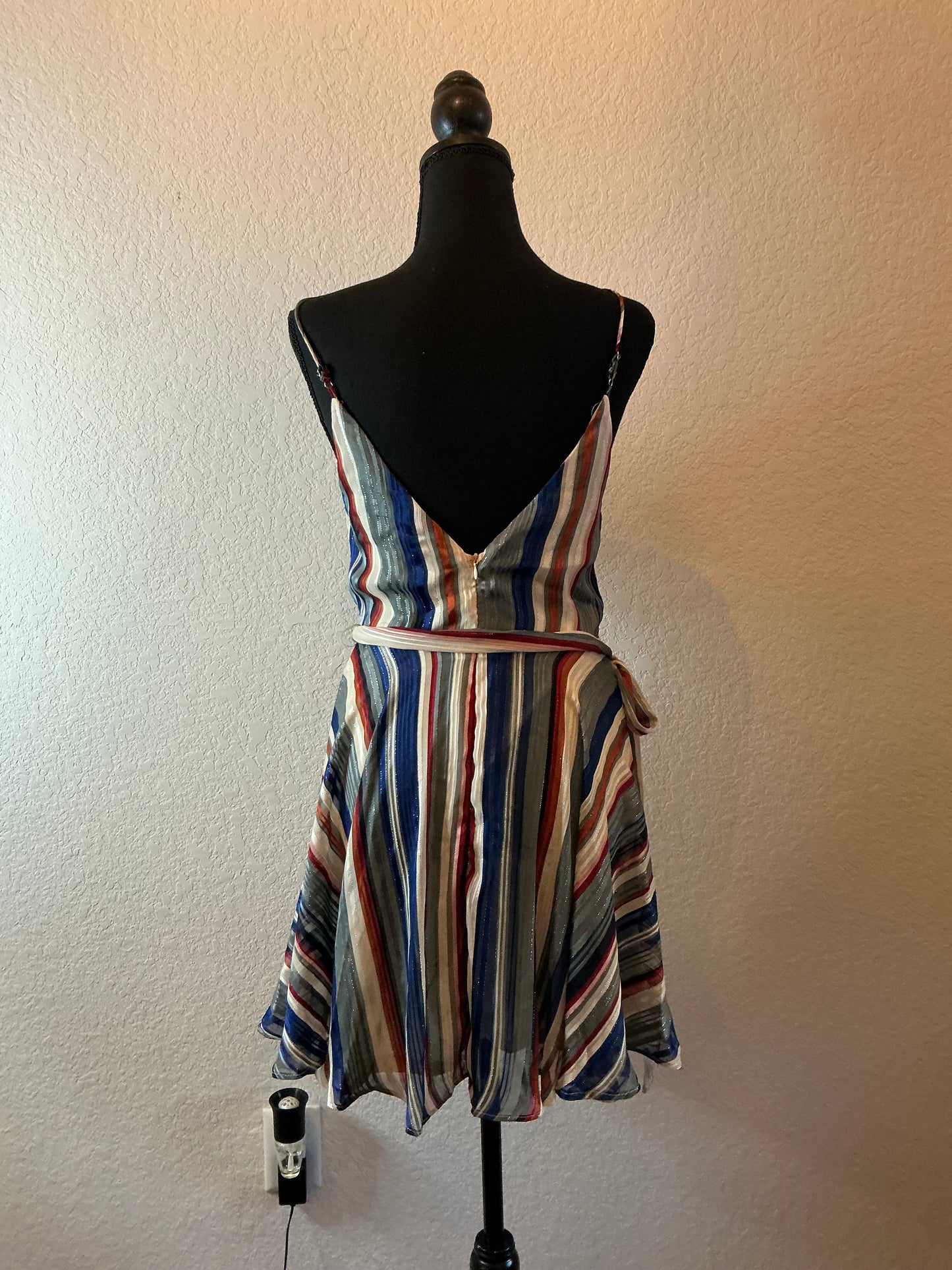 Lily Rain “Spaghetti Rainbow” Striped Wrap dress – Size M (NWT)