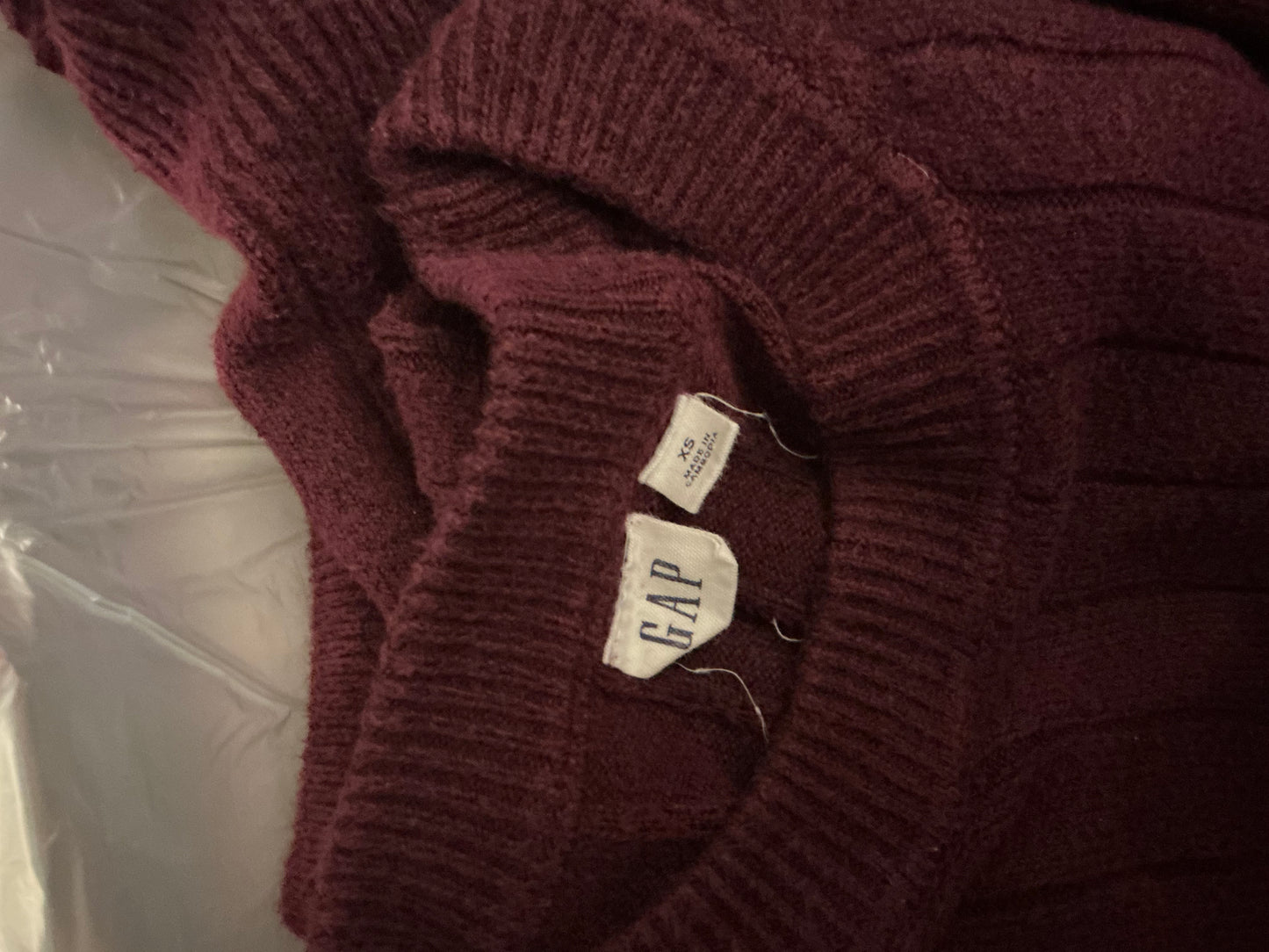 GAP Ribbed Knit Sweater Dress – Burgundy Maroon – Size XS