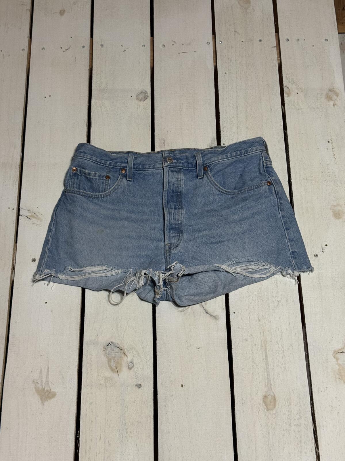 Levi's 501 Light Blue Denim Cutoff Shorts