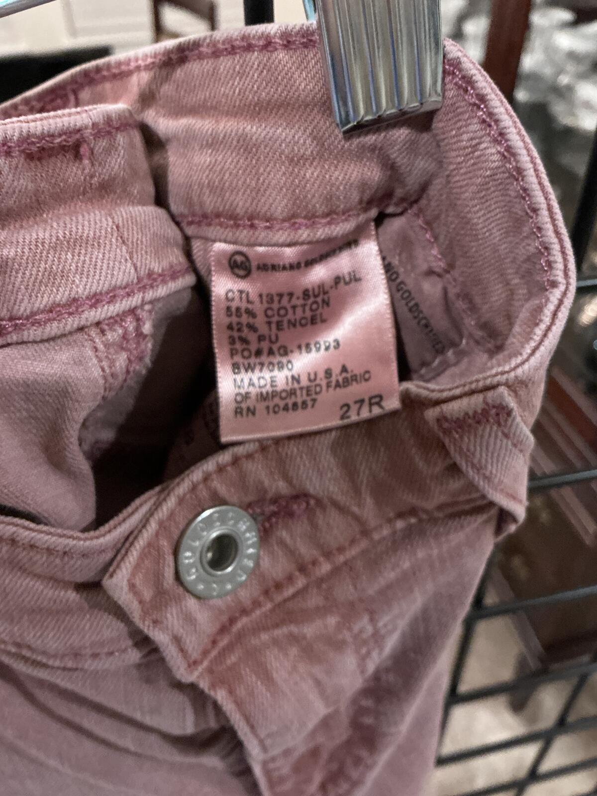 AG Adriano Goldschmied Pink Cotton Tencel Skinny Jeans Size 27R