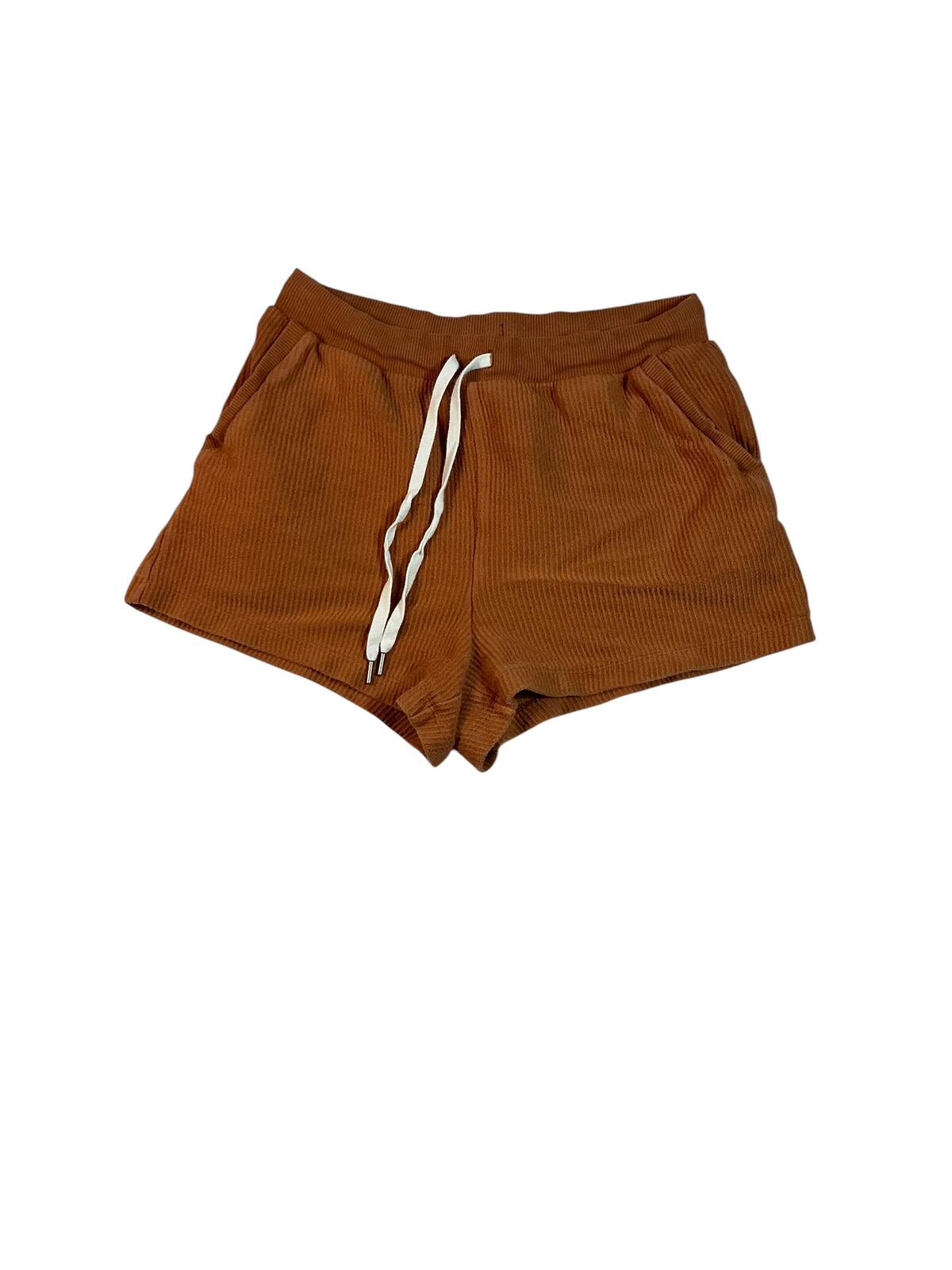 Aerie Brown Ribbed Knit Lounge Shorts with Drawstring Waist