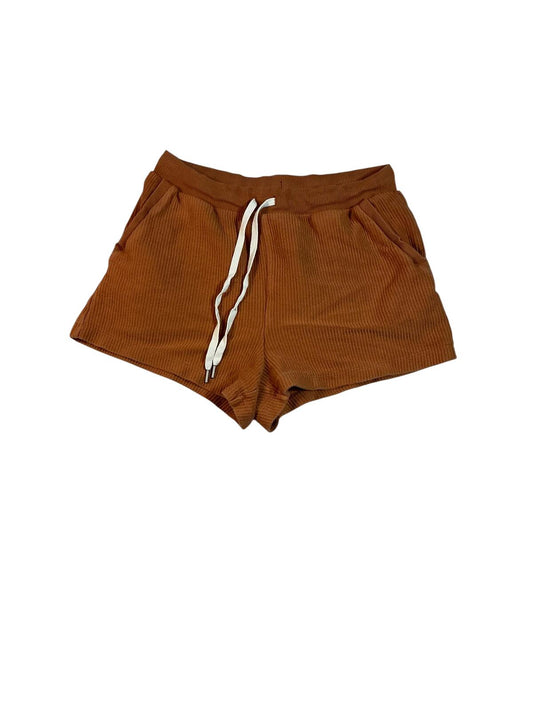 Aerie Brown Ribbed Knit Lounge Shorts with Drawstring Waist