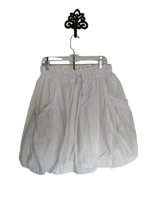 White Bubble Skirt with Drawstring Waist and Pockets 100% COTTON