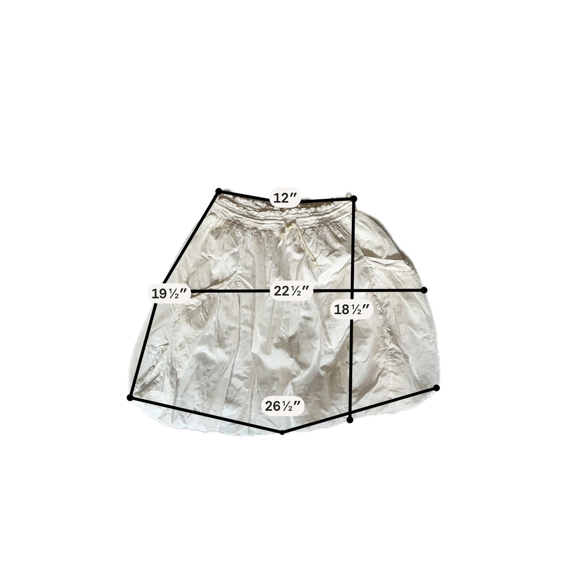 White Bubble Skirt with Drawstring Waist and Pockets 100% COTTON
