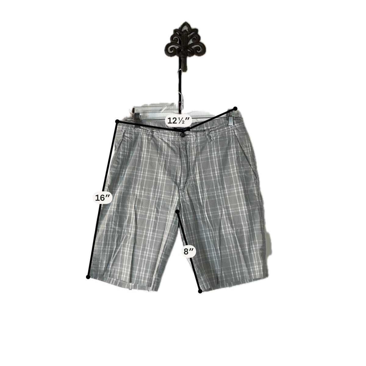 Michael Kors Men’s Gray Plaid Golf Shorts Flat Front Casual Chino Size 32