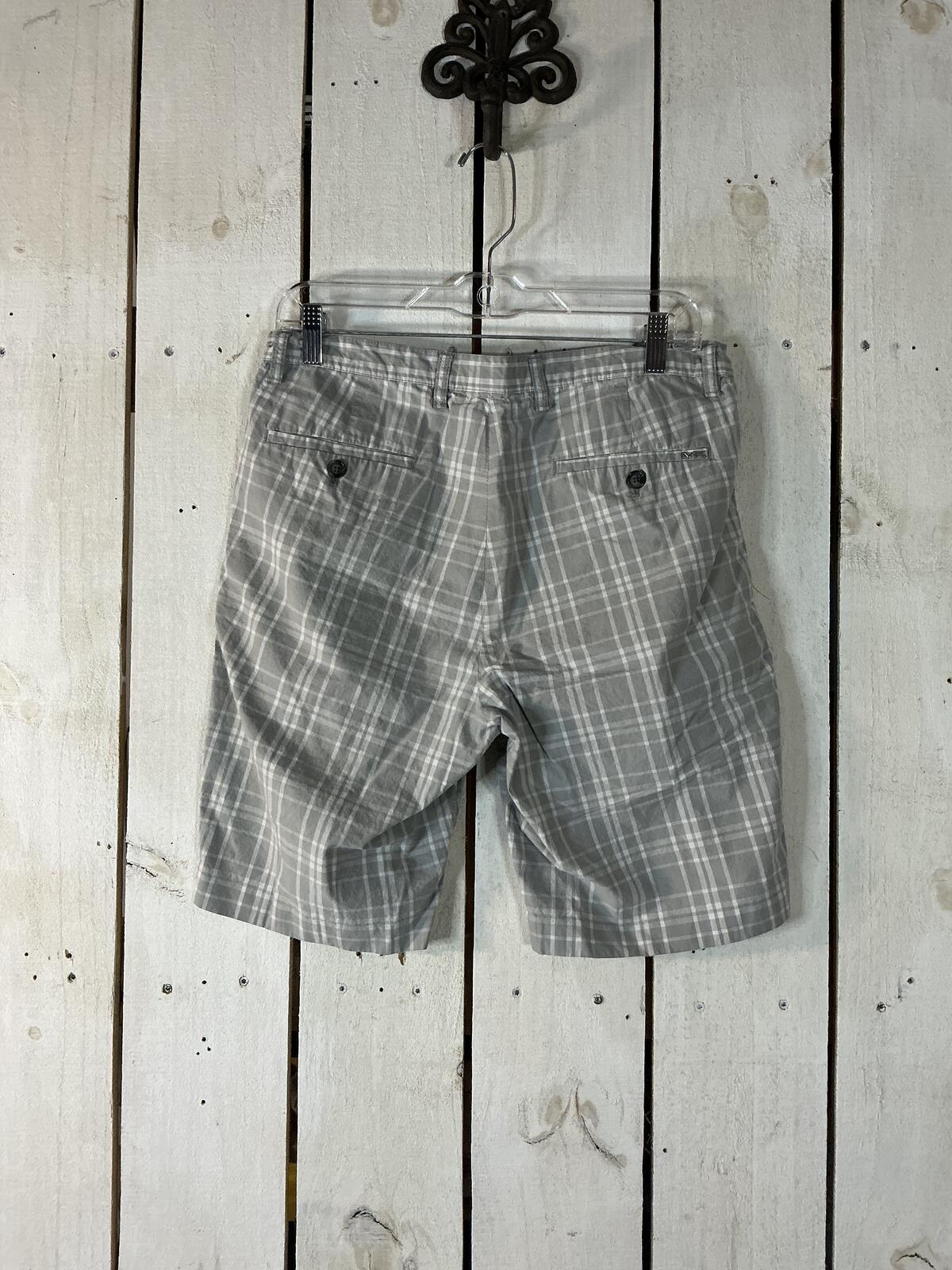 Michael Kors Men’s Gray Plaid Golf Shorts Flat Front Casual Chino Size 32