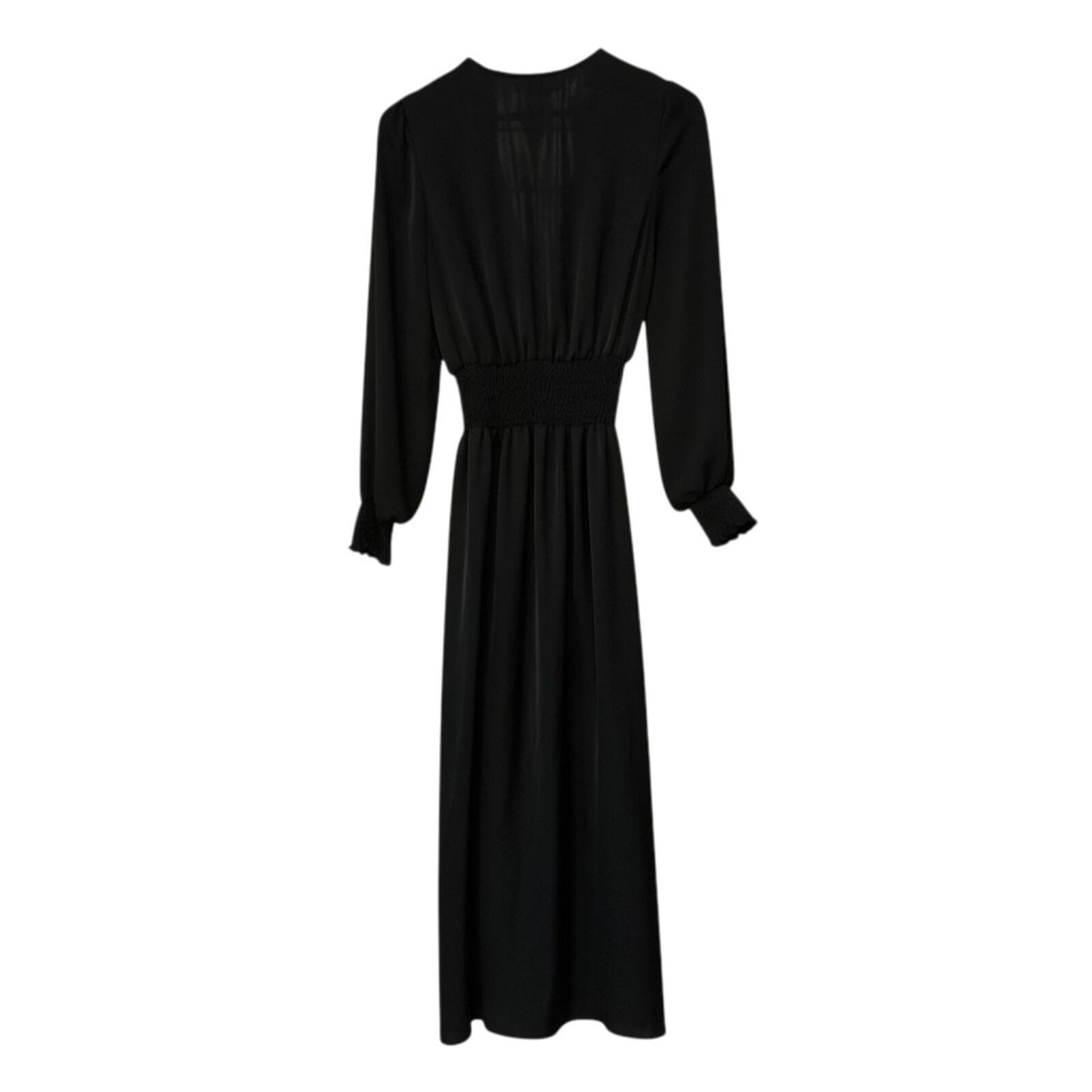 RESA Black Long Sleeve Smocked Waist Maxi Dress Size S