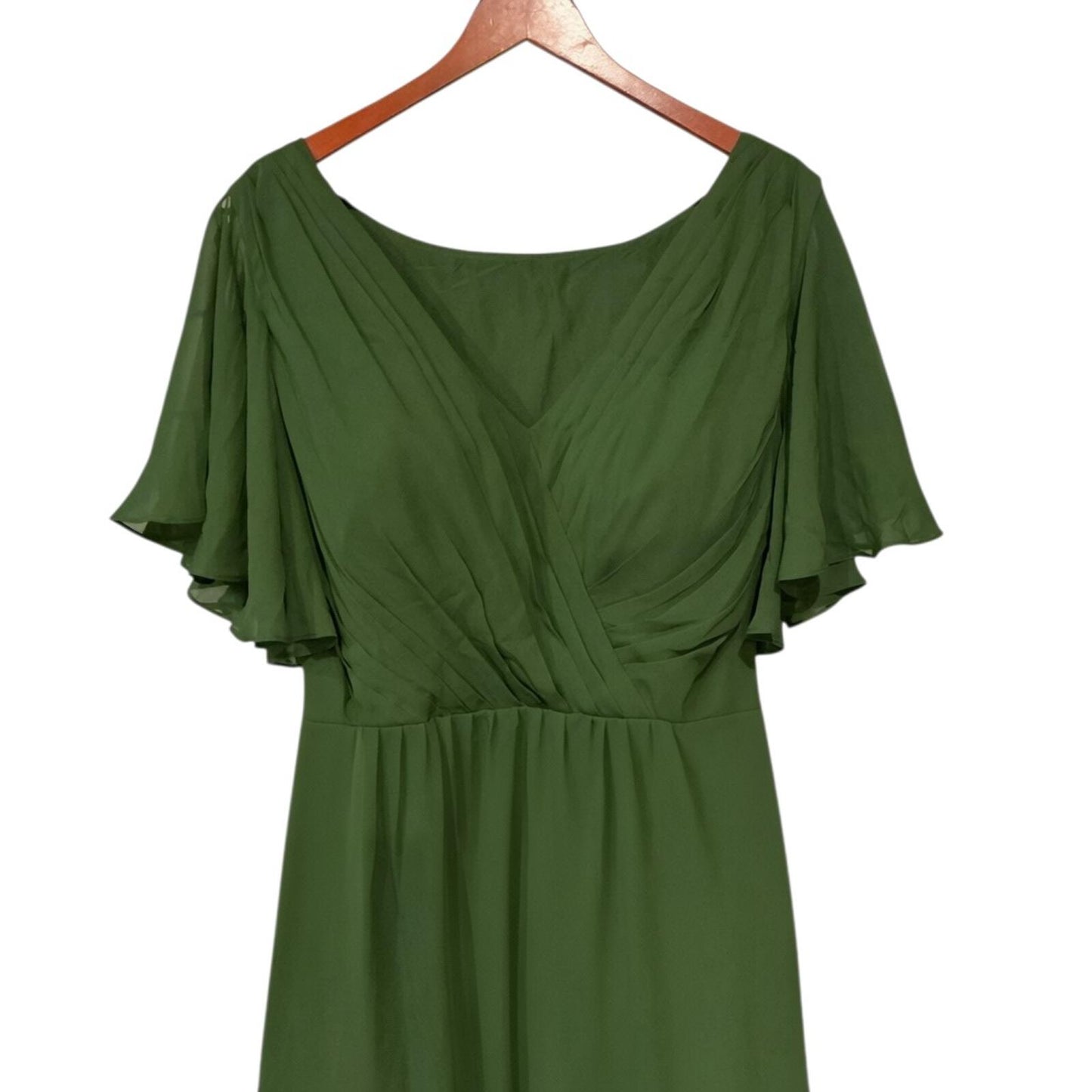 Wear Your Love Olive Green Flutter Sleeve Wrap Maxi Dress
