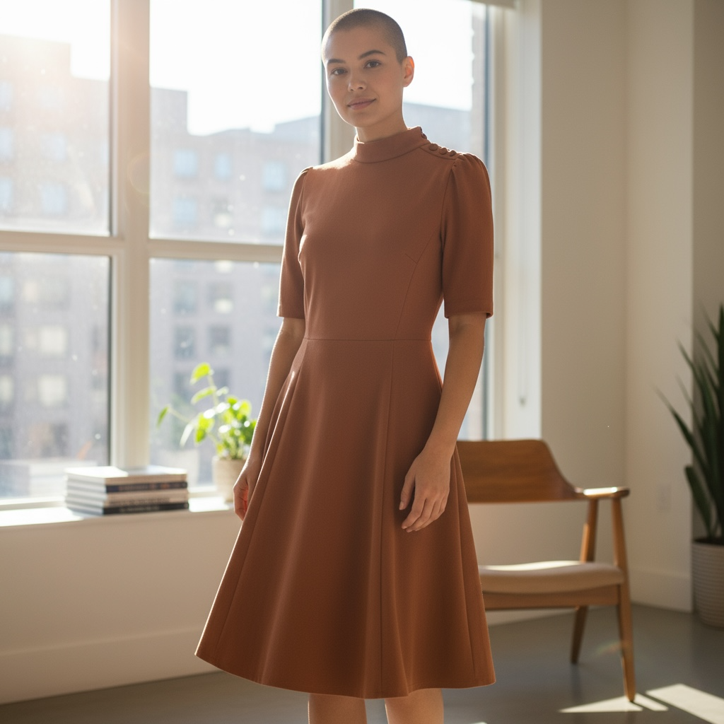 Ivy + Blu Rust Mock Neck Midi Dress – Size 10