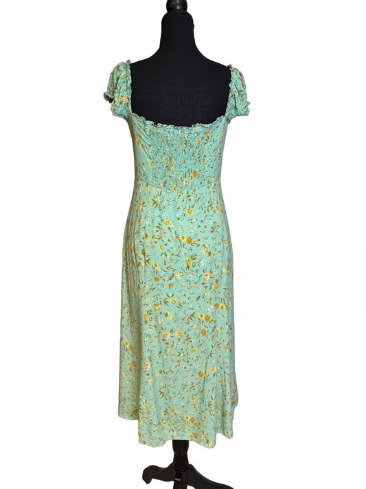 Hello Molly Floral Maxi Dress Cottagecore Puff Sleeve Rayon