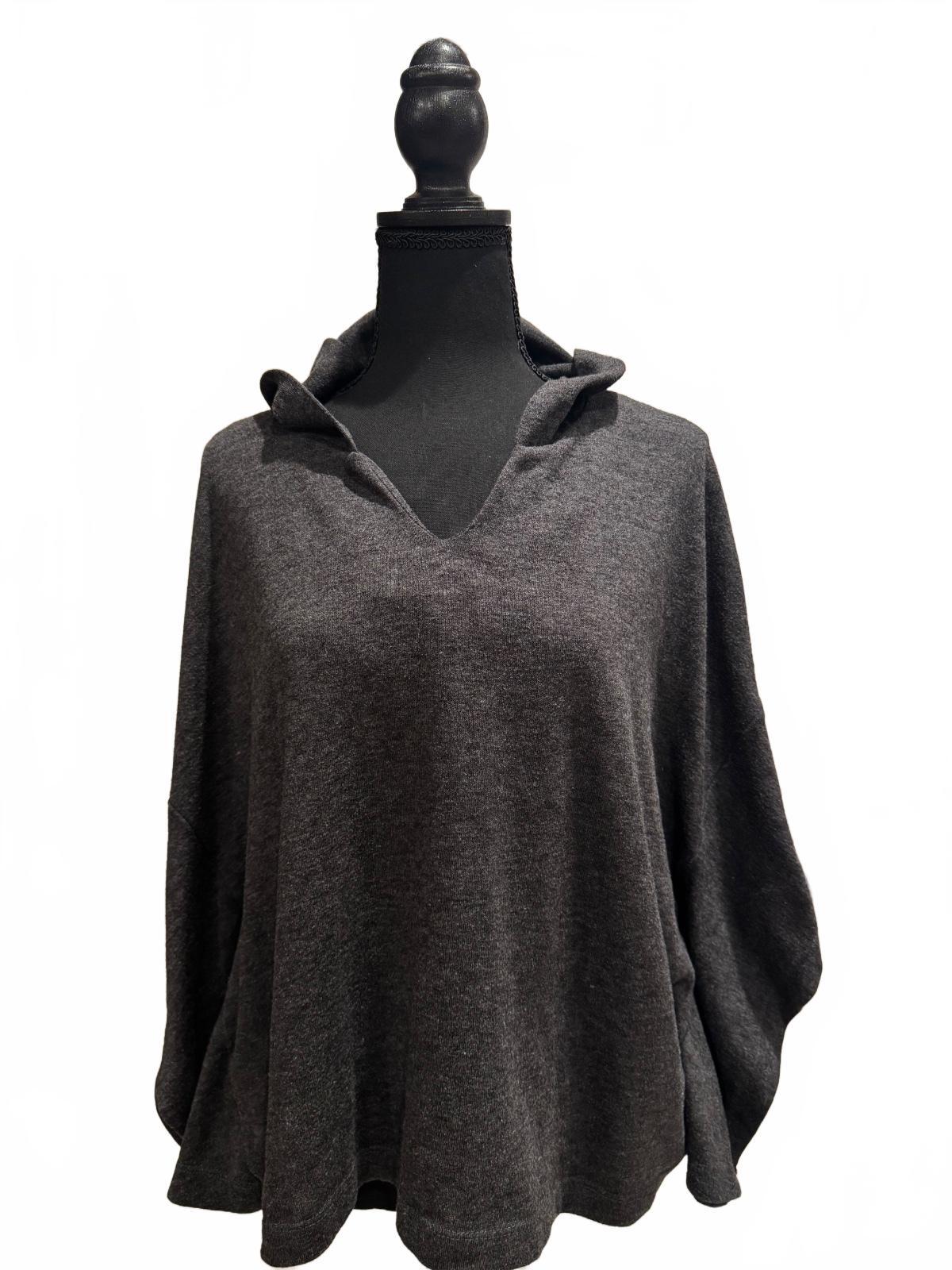 Aerie Medium Charcoal Gray Hooded Poncho Sweater