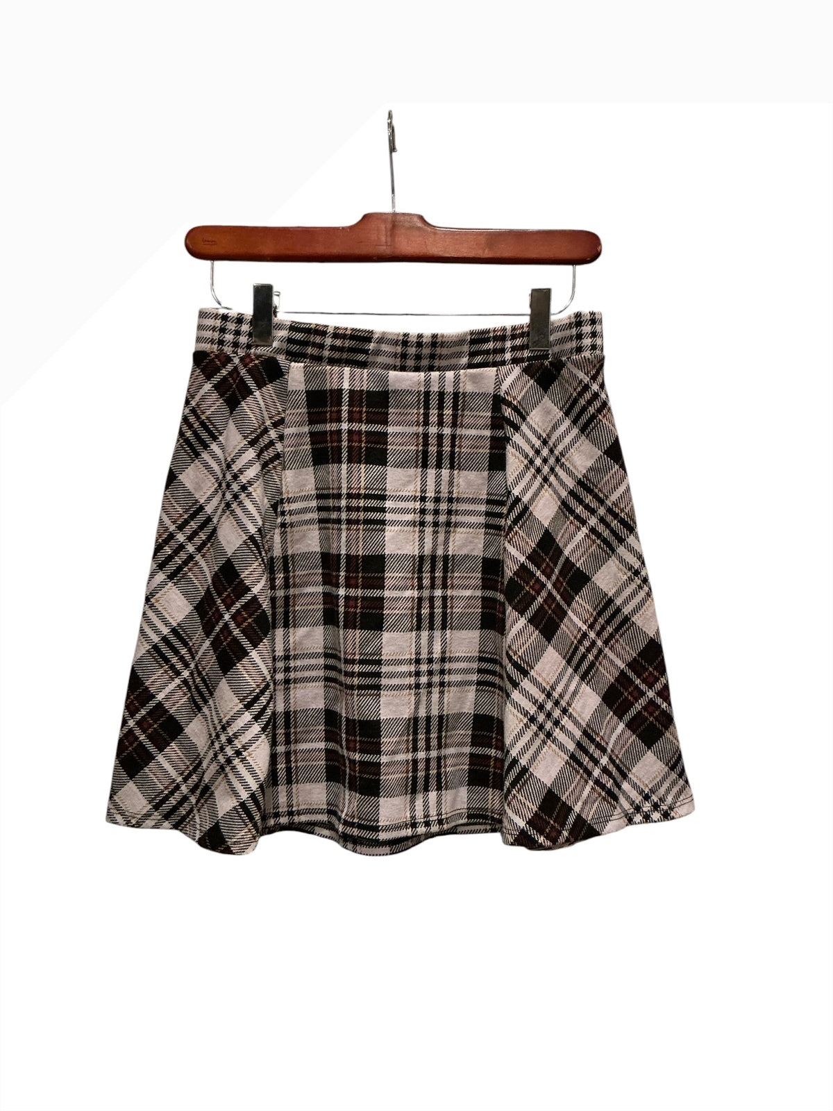 Zara Black and White Plaid Skater Skirt Size S
