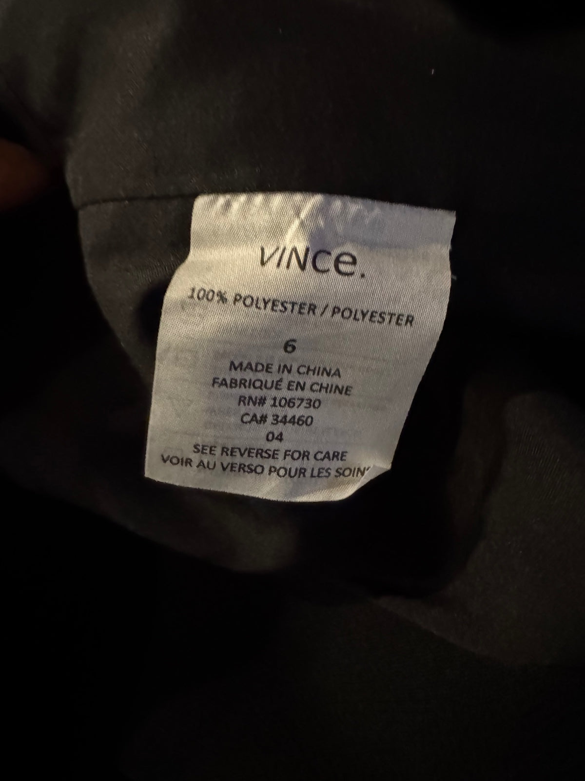 Vince Black Polyester Pencil Skirt Size 6