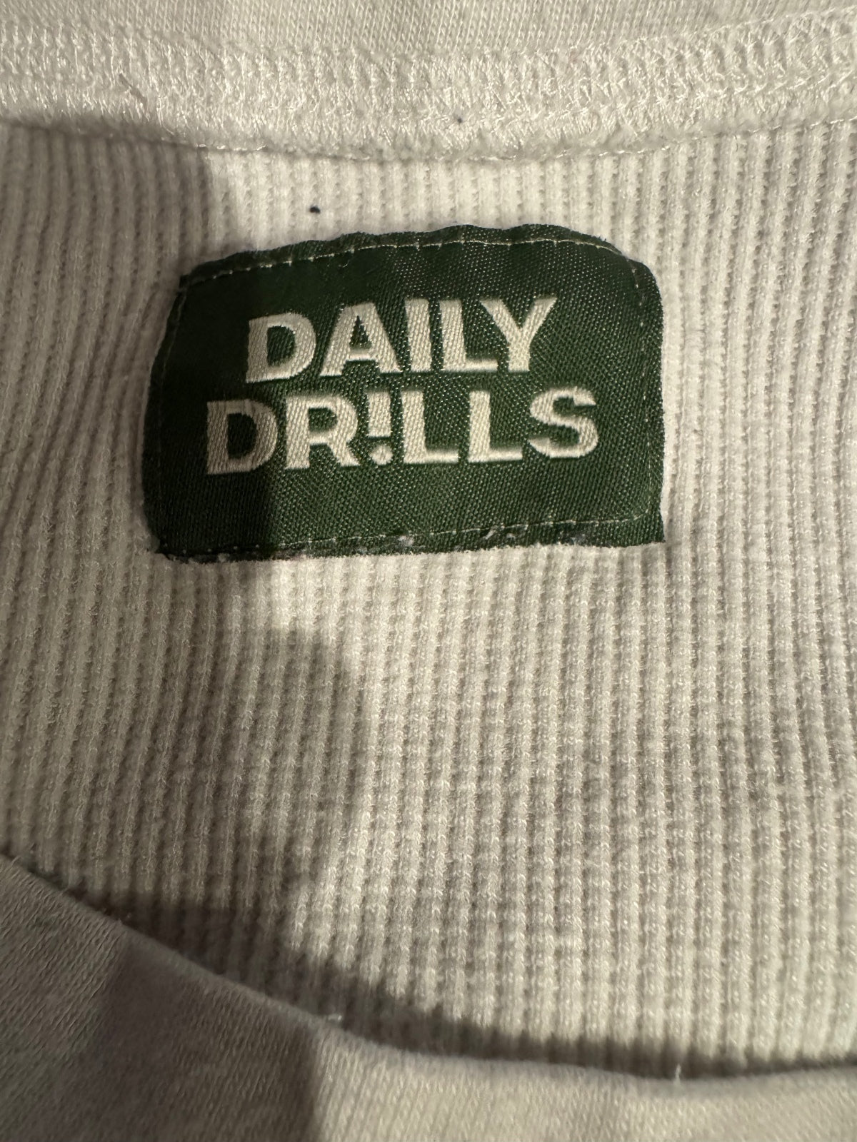 Daily Drills White Waffle Knit Cropped Long Sleeve Top