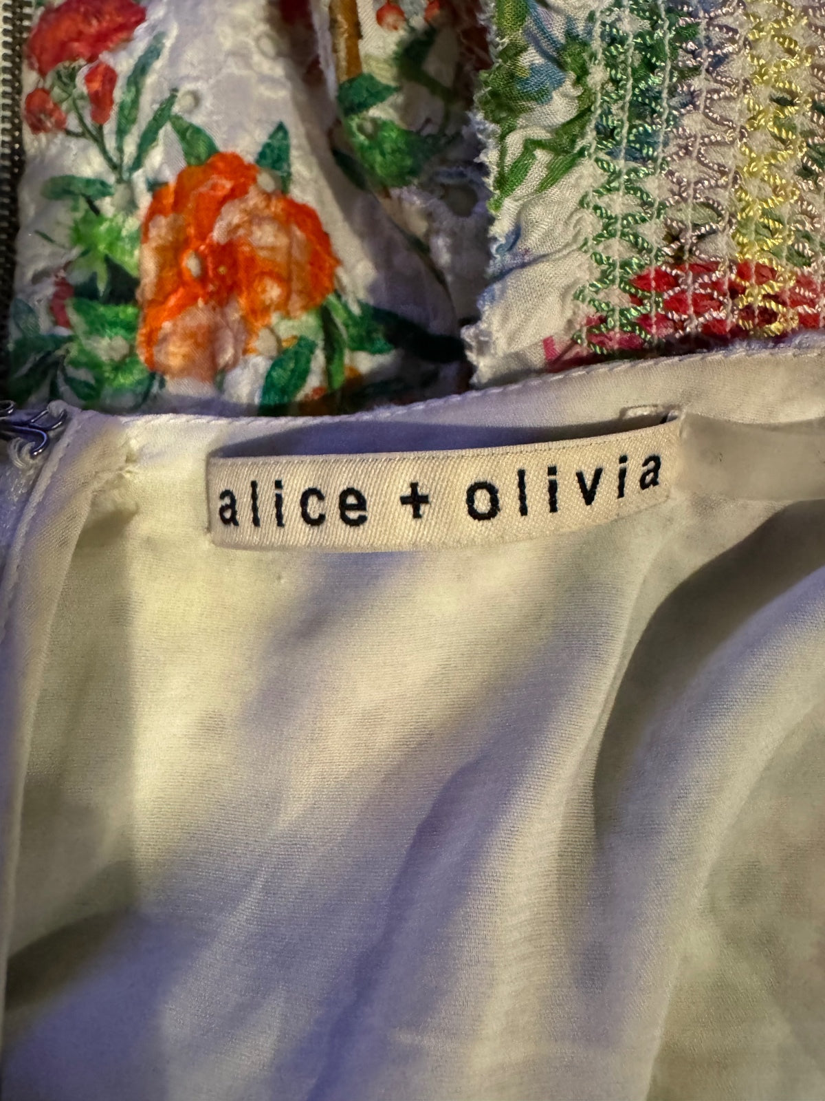 Alice + Olivia Floral Puff Sleeve Tie Front Dress