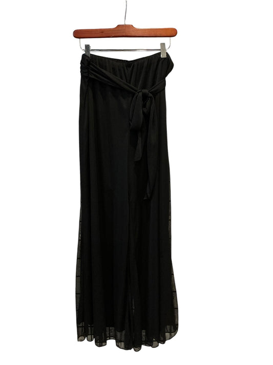 Alex Evenings Black Strapless Evening Dress with Waist Tie,