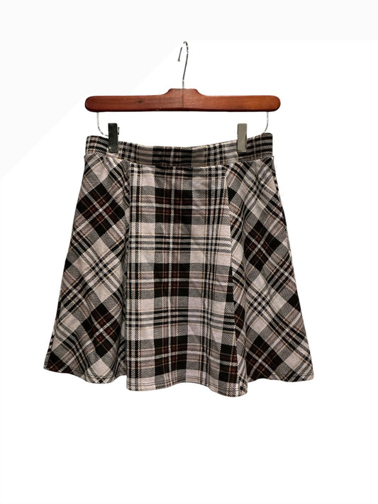 Zara Black and White Plaid Skater Skirt Size S