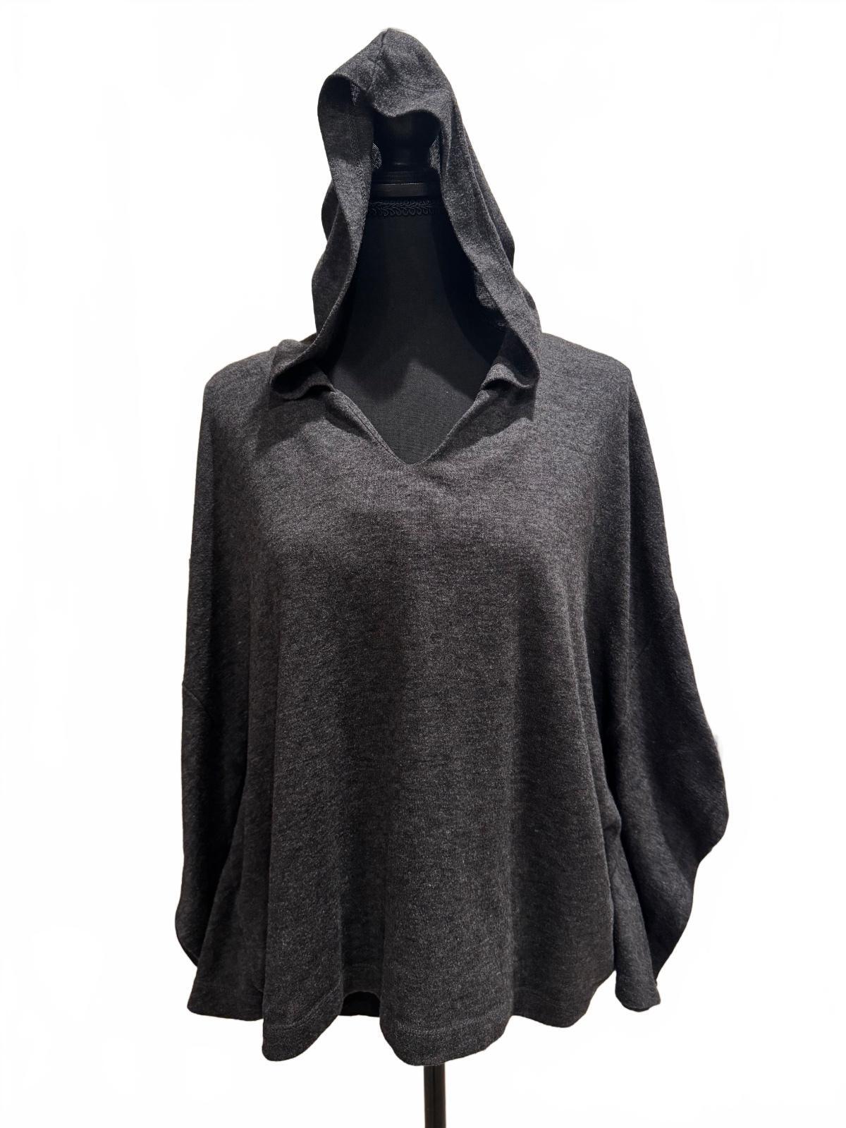 Aerie Medium Charcoal Gray Hooded Poncho Sweater