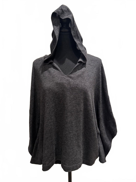 Aerie Medium Charcoal Gray Hooded Poncho Sweater