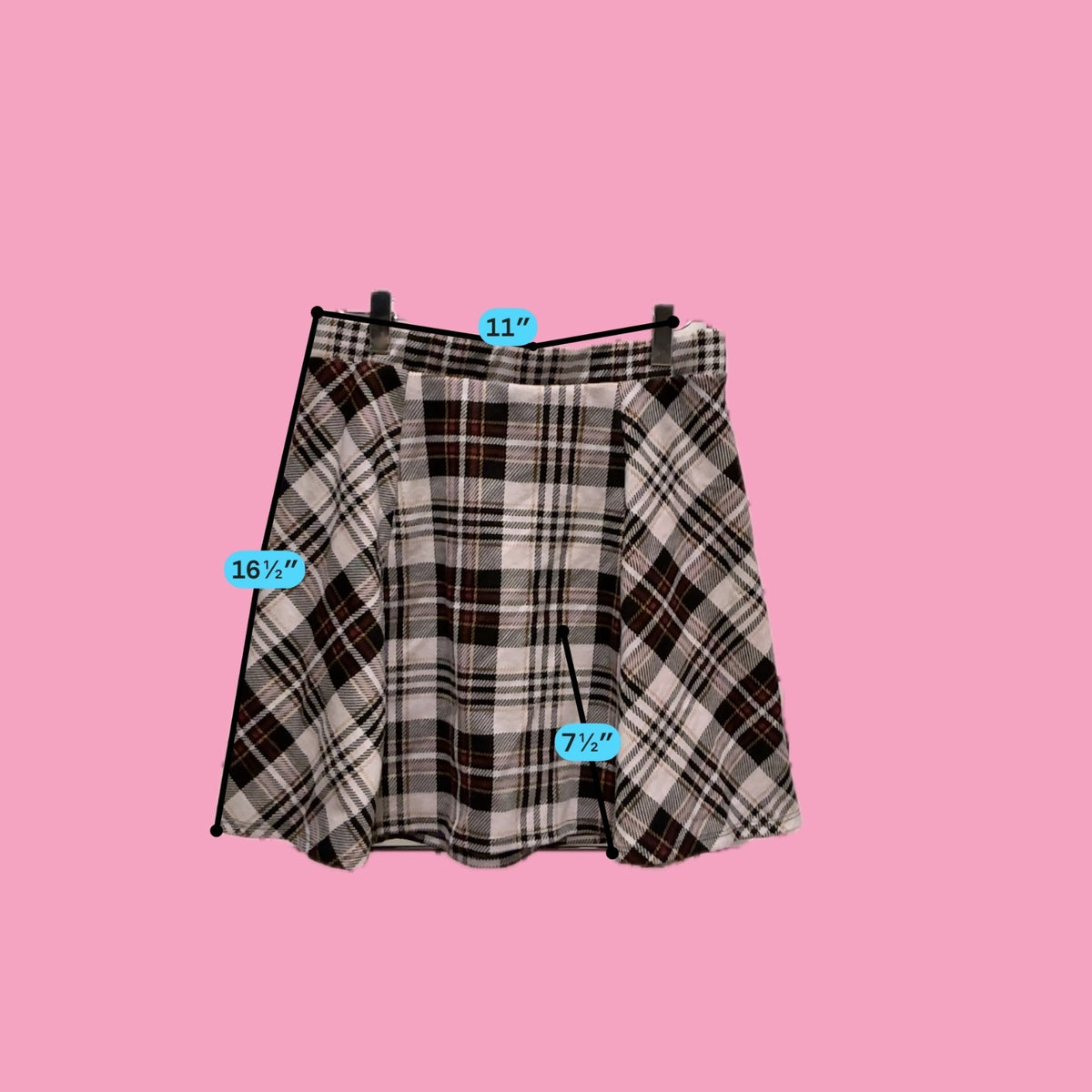 Zara Black and White Plaid Skater Skirt Size S