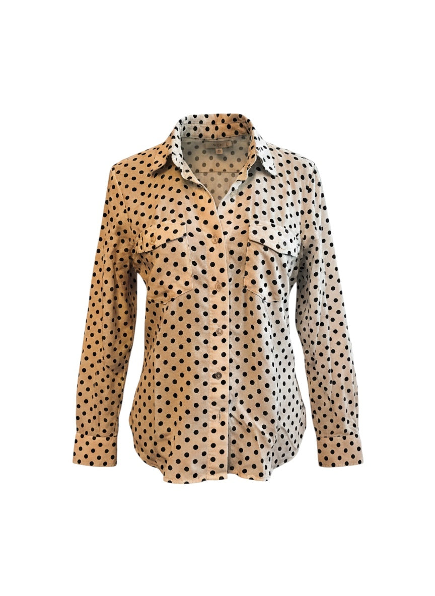 4OUR DREAMERS Women's Polka Dot Long Sleeve Shirt, Size Small