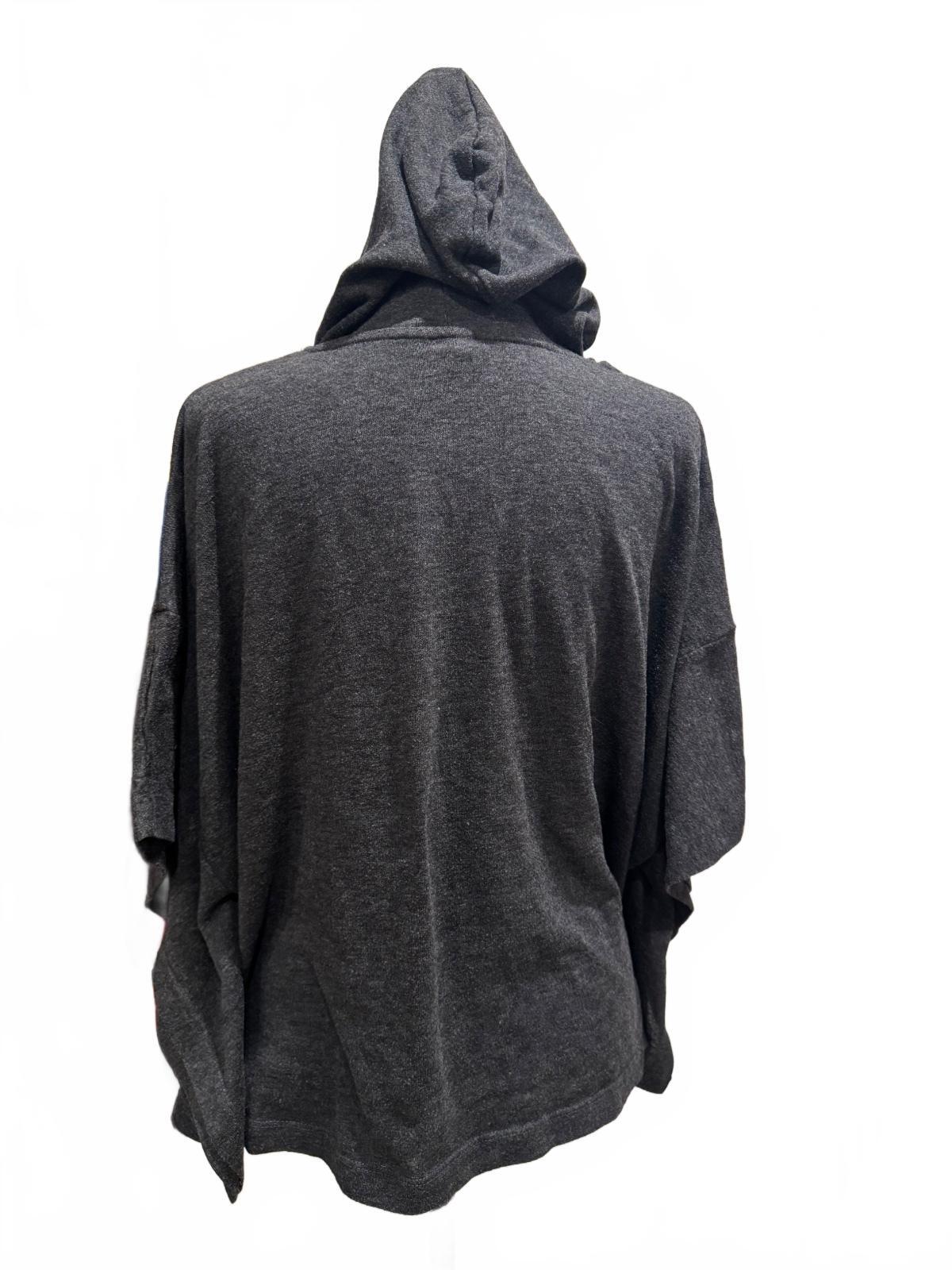 Aerie Medium Charcoal Gray Hooded Poncho Sweater