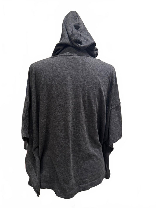 Aerie Medium Charcoal Gray Hooded Poncho Sweater