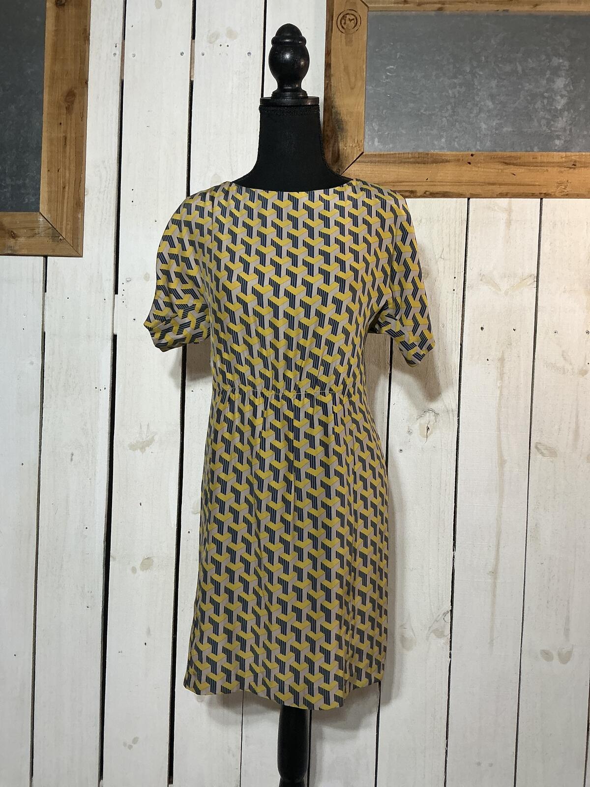 Rag and Bone Geometric Pattern Short Sleeve Dress with Back Zipper