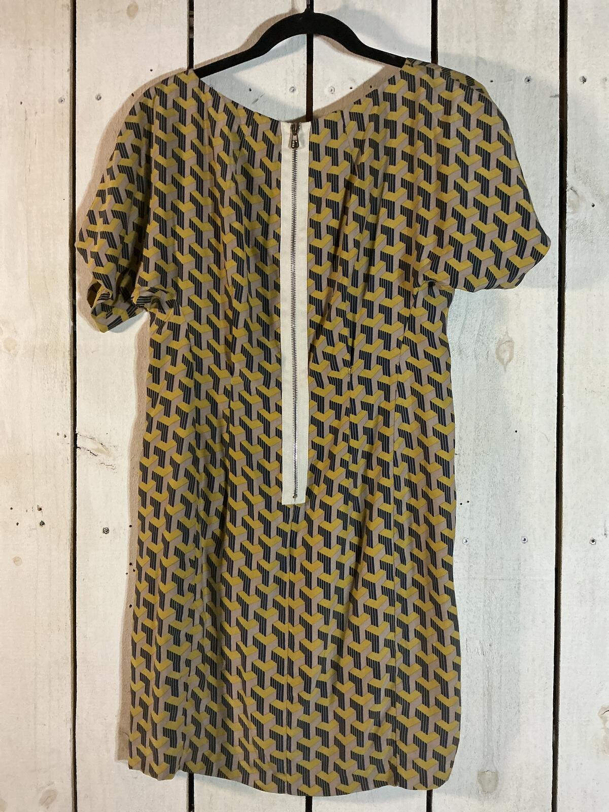 Rag and Bone Geometric Pattern Short Sleeve Dress with Back Zipper