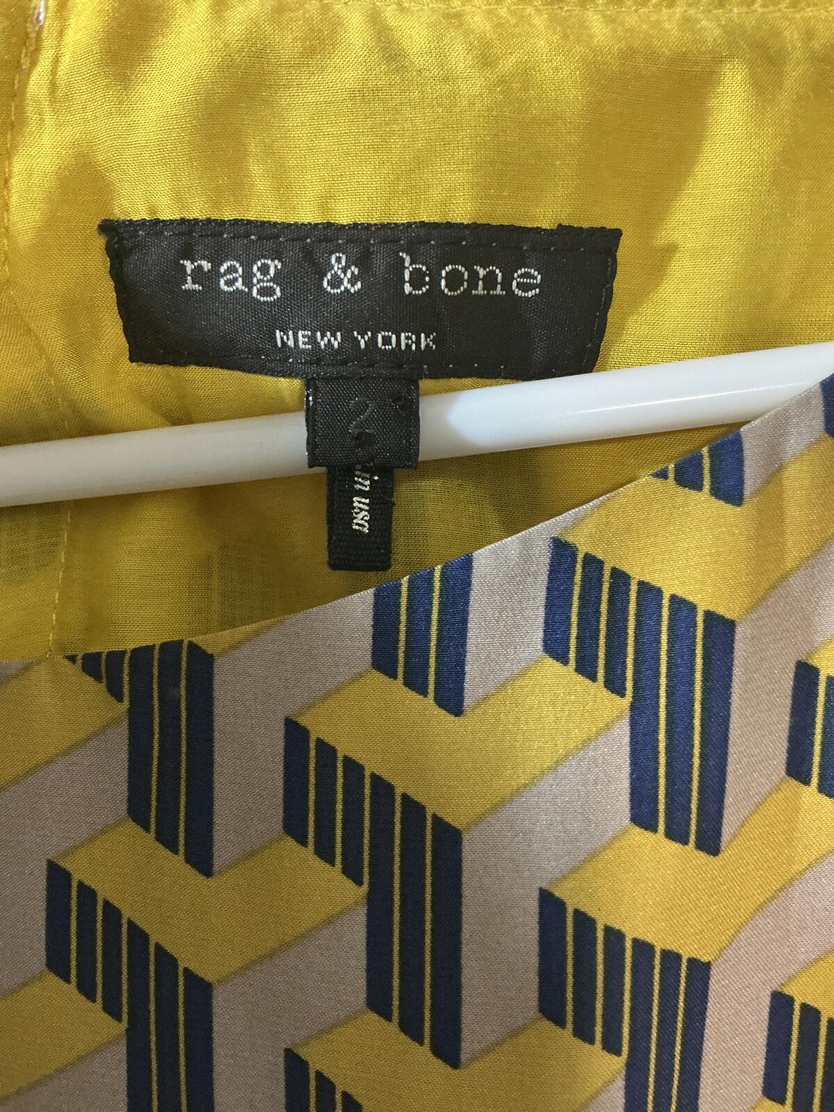 Rag and Bone Geometric Pattern Short Sleeve Dress with Back Zipper